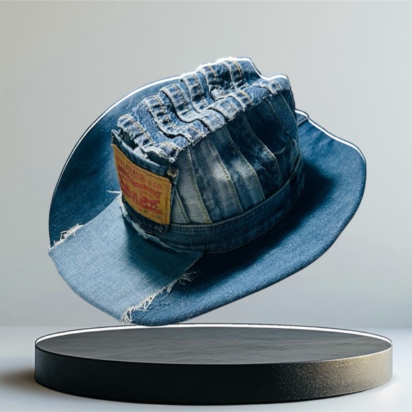 Denim Patchwork Bucket Hat - Blue - Picture 5 of 7